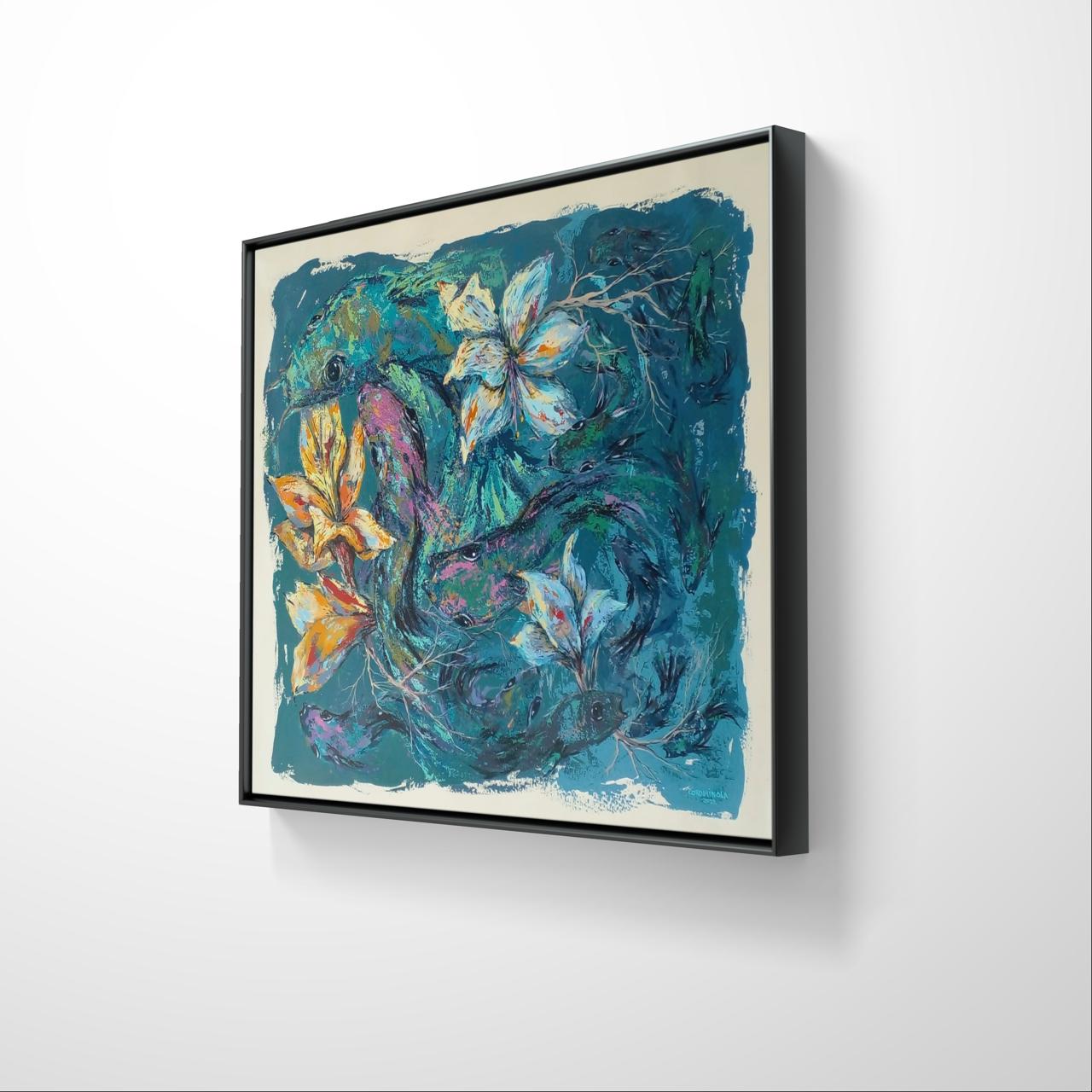 Urdimbre de peces y flores