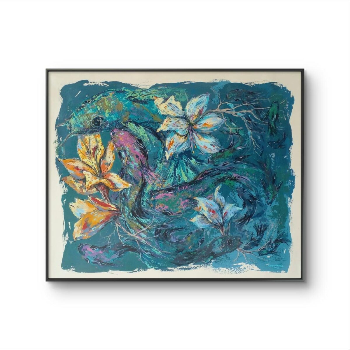 Urdimbre de peces y flores